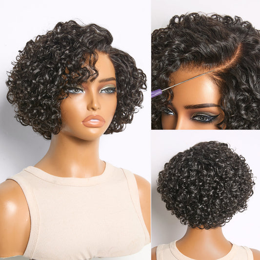 Water Wave Pixie Cut Water Wave Glueless Minimalist HD Lace Short Curly Wig