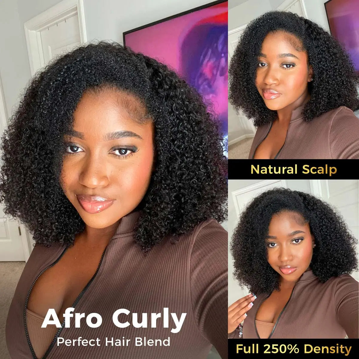⚡Final Hours - ✨Arockam™ 3 In 1 Afro Curly Half Wig - No Glue Needed