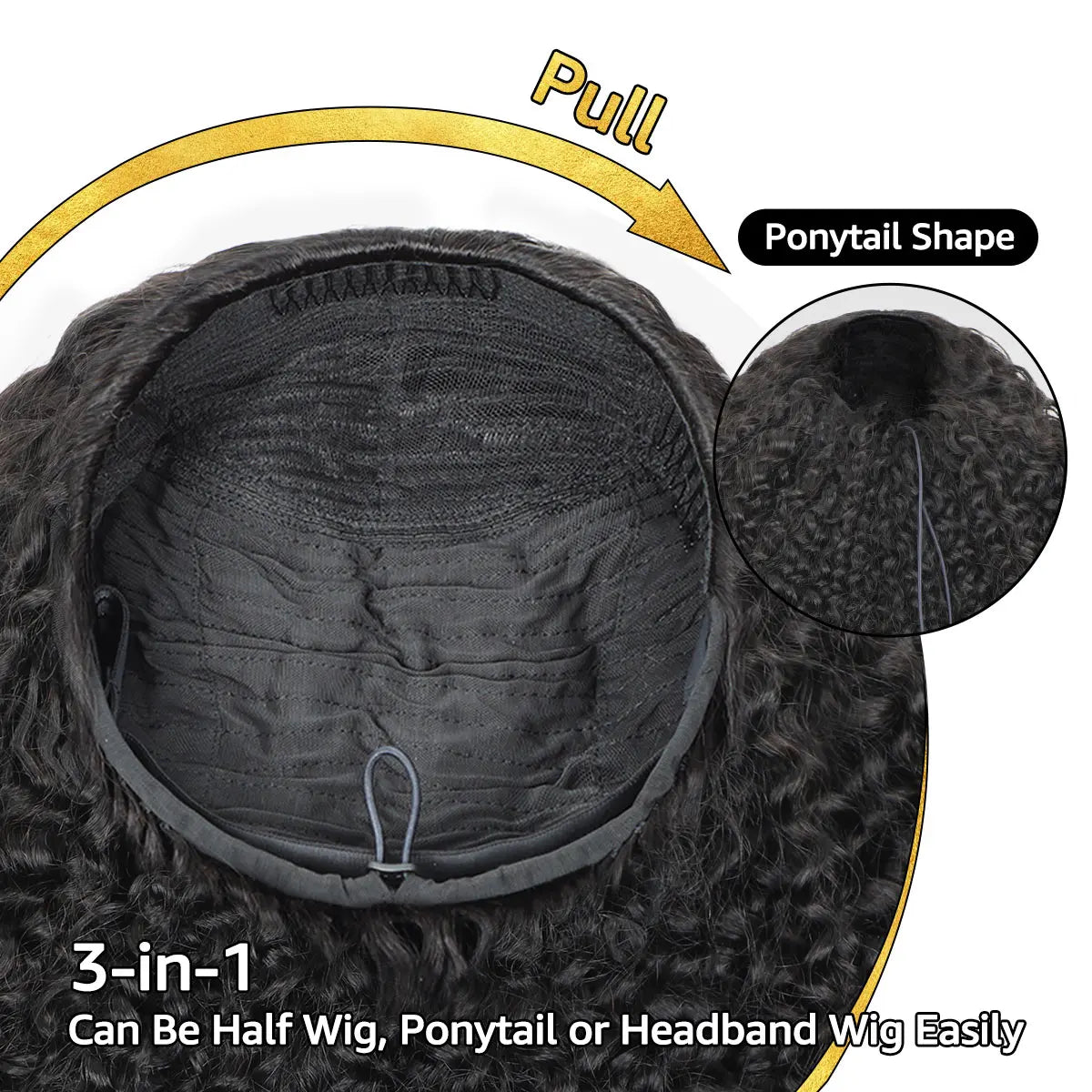 ⚡Final Hours - ✨Arockam™ 3 In 1 Afro Curly Half Wig - No Glue Needed